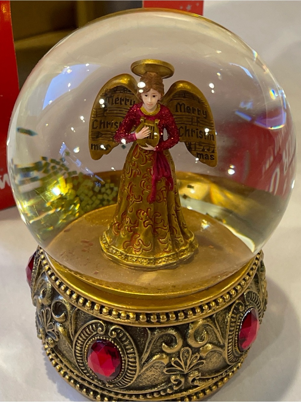 Macy's Angel Snow Globe Music Box Herald Angel Macys Holiday Lane